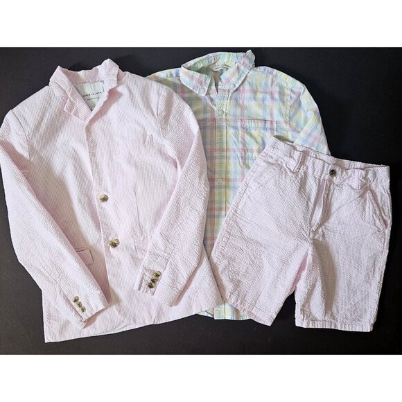 Janie and Jack 2024 Flower Show 14 Pink Gingham Jacket Shorts Shirt Lot